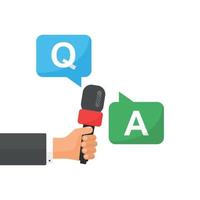 Question and answers icon in flat style. Q and A assistance vector illustration on isolated background. Interview sign business concept.