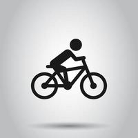 People on bicycle sign icon in flat style. Bike vector illustration on isolated background. Men cycling business concept.