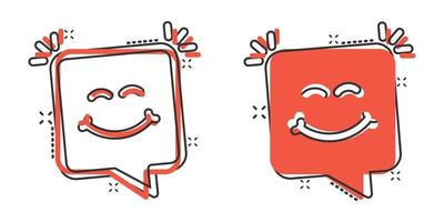 icono de sms feliz en estilo cómico. mensaje discurso burbuja dibujos animados vector ilustración sobre fondo blanco aislado. concepto de negocio de efecto de salpicadura de sobre.