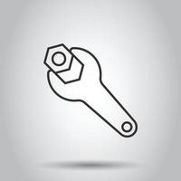 Wrench icon in flat style. Spanner key vector illustration on white isolated background. Repair equipment business concept.