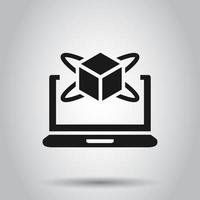 Computer simulation icon in flat style. Vr device vector illustration on isolated background. Technology business concept.