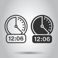 Clock icon in flat style. Watch vector illustration on white isolated background. Timer business concept.