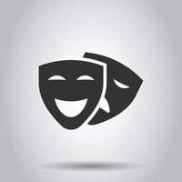 icono de máscara de teatro en estilo plano. ilustración vectorial de comedia y tragedia sobre fondo blanco aislado. concepto de negocio de cara de sonrisa. vector