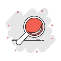 Vector cartoon magnifying glass icon in comic style. Search magnifier illustration pictogram. Find search business splash effect concept.