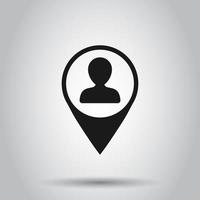 Placement icon in flat style. People pin vector illustration on isolated background. Navigation business concept.