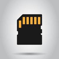 Micro SD card icon in flat style. Memory chip vector illustration on isolated background. Storage adapter business concept.