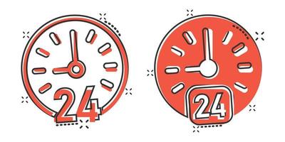 Clock icon in comic style. Watch cartoon vector illustration on white isolated background. Timer splash effect business concept.