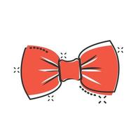 Tie bow icon in comic style. Bowtie cartoon vector illustration on white isolated background. Butterfly splash effect business concept.