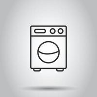 Washing machine icon in flat style. Washer vector illustration on white isolated background. Laundry business concept.