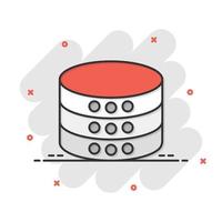 Data center icon in comic style. Server vector cartoon illustration on white isolated background. Security business concept splash effect.