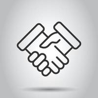 Handshake icon in flat style. Partnership deal vector illustration on white isolated background. Agreement business concept.