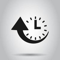 Downtime icon in flat style. Uptime vector illustration on isolated background. Clock business concept.