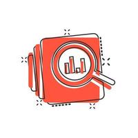 Audit document icon in comic style. Result report vector cartoon illustration on white isolated background. Verification control business concept splash effect.