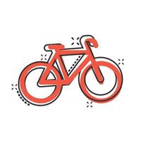 Bicycle icon in comic style. Bike cartoon vector illustration on white isolated background. Cycle travel splash effect business concept.