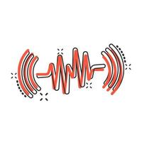 Sound wave icon in comic style. Heart beat vector cartoon illustration on white isolated background. Pulse rhythm splash effect business concept.