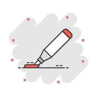 Vector cartoon highlighter marker pen icon in comic style. Highlight concept illustration pictogram. Office stationery business splash effect concept.