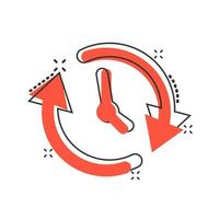 Clock countdown icon in comic style. Time chronometer vector cartoon illustration pictogram splash effect.