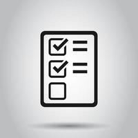 Checklist document sign icon in flat style. Survey vector illustration on isolated background. Check mark banner business concept.