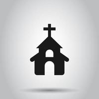 Church icon in flat style. Chapel vector illustration on isolated background. Religious building business concept.