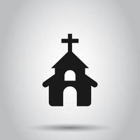 Church icon in flat style. Chapel vector illustration on isolated background. Religious building business concept.