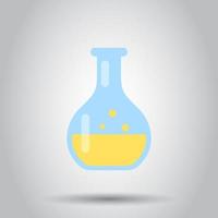 Chemistry beakers sign icon in flat style. Flask test tube vector illustration on isolated background. Alchemy business concept.