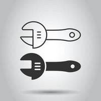 Wrench icon in flat style. Spanner key vector illustration on white isolated background. Repair equipment business concept.