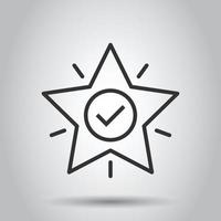 Check mark with star icon in flat style. Add to favorite vector illustration on white isolated background. Bookmark business concept.