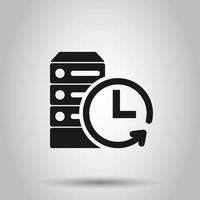 Data center icon in flat style. Clock vector illustration on isolated background. Watch business concept.