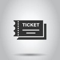 Cinema ticket icon in flat style. Admit one coupon entrance vector illustration on white isolated background. Ticket business concept.