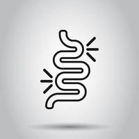 Gut constipation icon in flat style. Colitis vector illustration on isolated background. Stomach business concept.