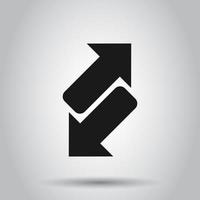 Reverse arrow sign icon in flat style. Refresh vector illustration on white background. Reload business concept.