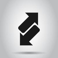 Reverse arrow sign icon in flat style. Refresh vector illustration on white background. Reload business concept.