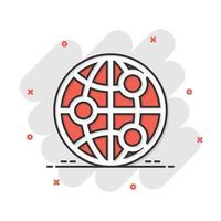Earth planet icon in comic style. Globe geographic vector cartoon illustration pictogram. Global communication business concept splash effect.