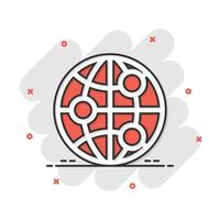 Earth planet icon in comic style. Globe geographic vector cartoon illustration pictogram. Global communication business concept splash effect.