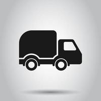 Delivery truck sign icon in flat style. Van vector illustration on isolated background. Cargo car business concept.