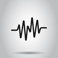Sound wave icon in flat style. Heart beat vector illustration on isolated background. Pulse rhythm business concept.