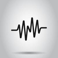 Sound wave icon in flat style. Heart beat vector illustration on isolated background. Pulse rhythm business concept.