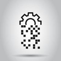 Digital gear icon in flat style. Cog vector illustration on isolated background. Techno wheel business concept.