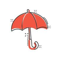 Umbrella icon in comic style. Parasol cartoon vector illustration on white isolated background. Canopy splash effect business concept.