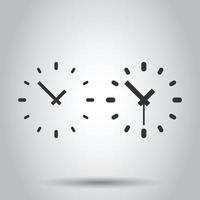 Clock icon in flat style. Watch vector illustration on white isolated background. Timer business concept.