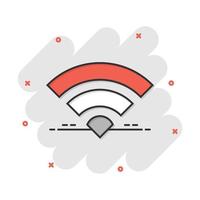 Wifi internet icon in comic style. Wi-fi wireless technology vector cartoon illustration pictogram. Network wifi business concept splash effect.