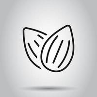 Almond icon in flat style. Bean vector illustration on isolated background. Nut business concept.