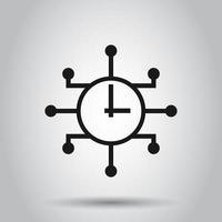 Real time icon in flat style. Clock vector illustration on isolated background. Watch business concept.