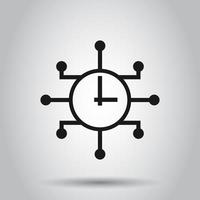 Real time icon in flat style. Clock vector illustration on isolated background. Watch business concept.