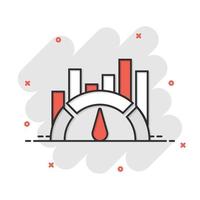 Benchmark measure icon in comic style. Dashboard rating vector cartoon illustration on white isolated background. Progress service business concept splash effect.