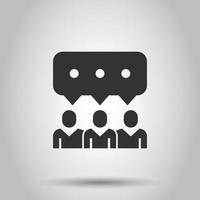 People with speech bubble icon in flat style. Chat vector illustration on white isolated background. Speaker dialog business concept.