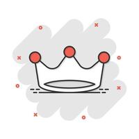 icono de diadema de corona de dibujos animados vectoriales en estilo cómico. pictograma de ilustración de corona de realeza. rey, concepto de efecto de salpicadura de negocios de realeza princesa. vector