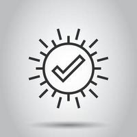 Check mark sign icon in flat style. Confirm button vector illustration on white isolated background. Accepted business concept.