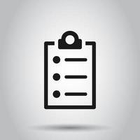 Checklist document sign icon in flat style. Survey vector illustration on isolated background. Check mark banner business concept.