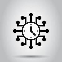 Real time icon in flat style. Clock vector illustration on isolated background. Watch business concept.